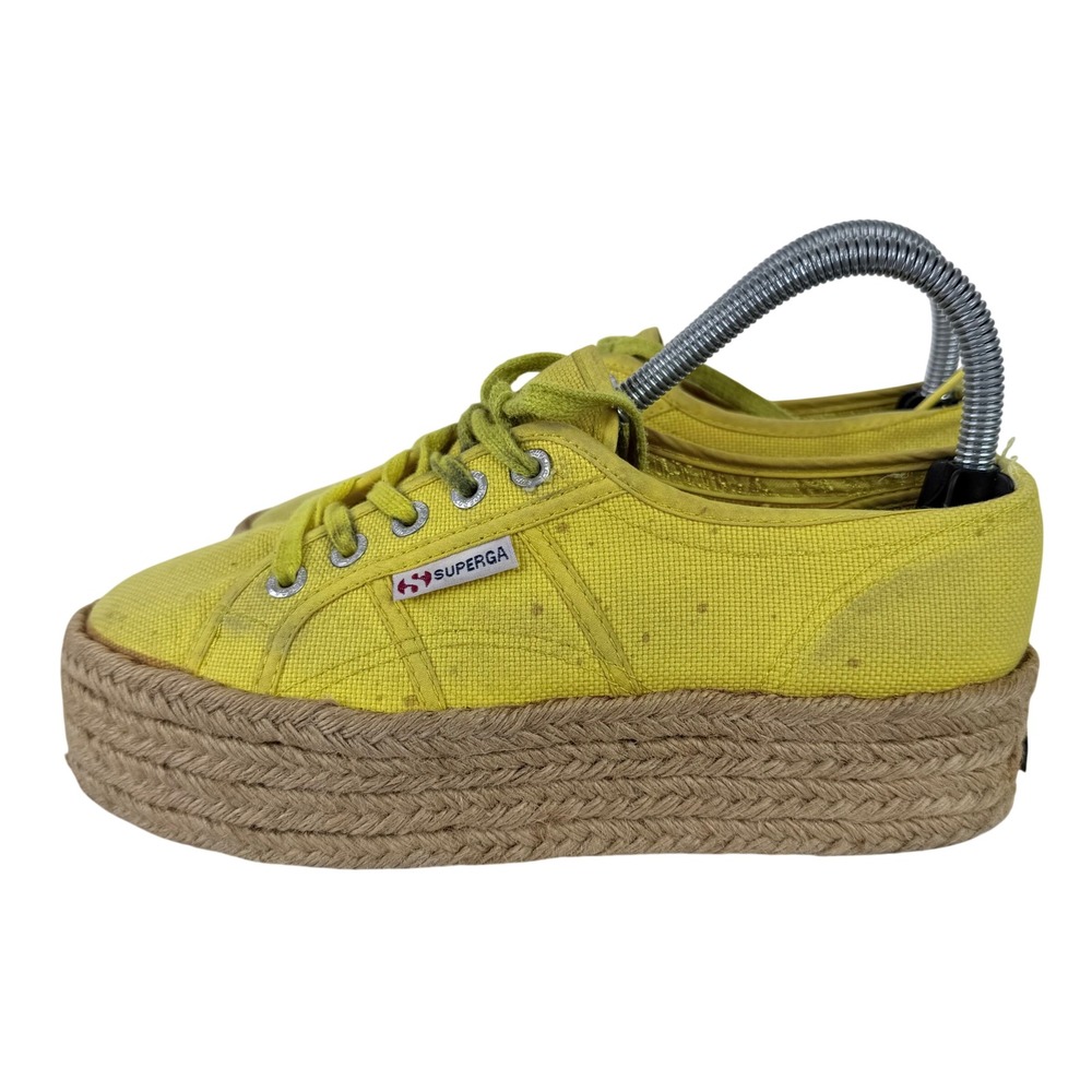 Superga Yellow Canvas Espadrille Platform Sneakers